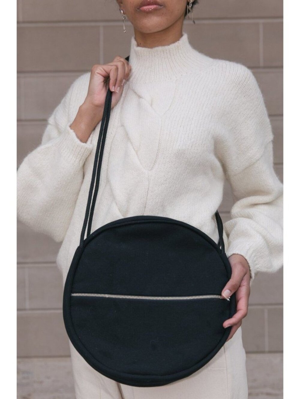 Lotfi Sierra Bag Oscuro Black Canvas Circle Crossbody Handmade San Francisco